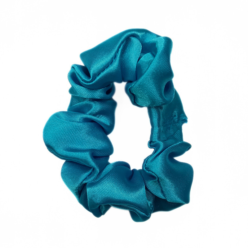 Blue Satin Mini Scrunchie