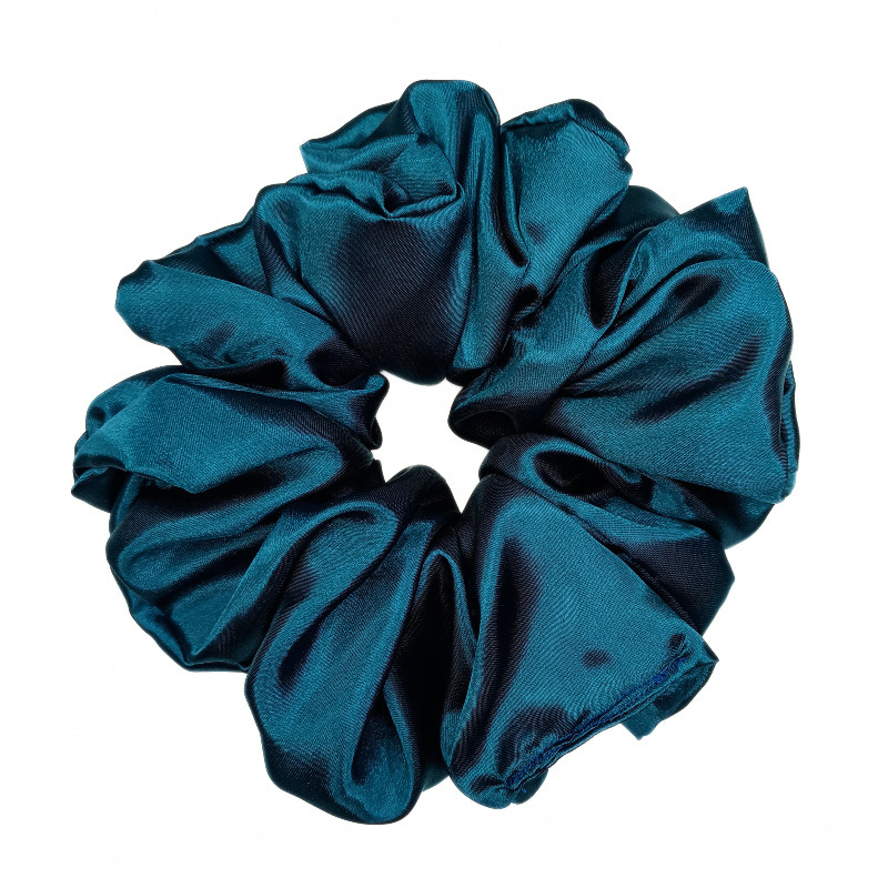 Teal Satin Mega Scrunchie