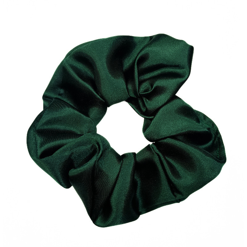 Dark Green Satin Scrunchie