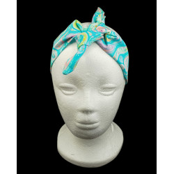 Aqua Paisley Self Tie Headband