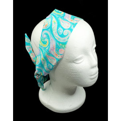 Aqua Paisley Self Tie Headband