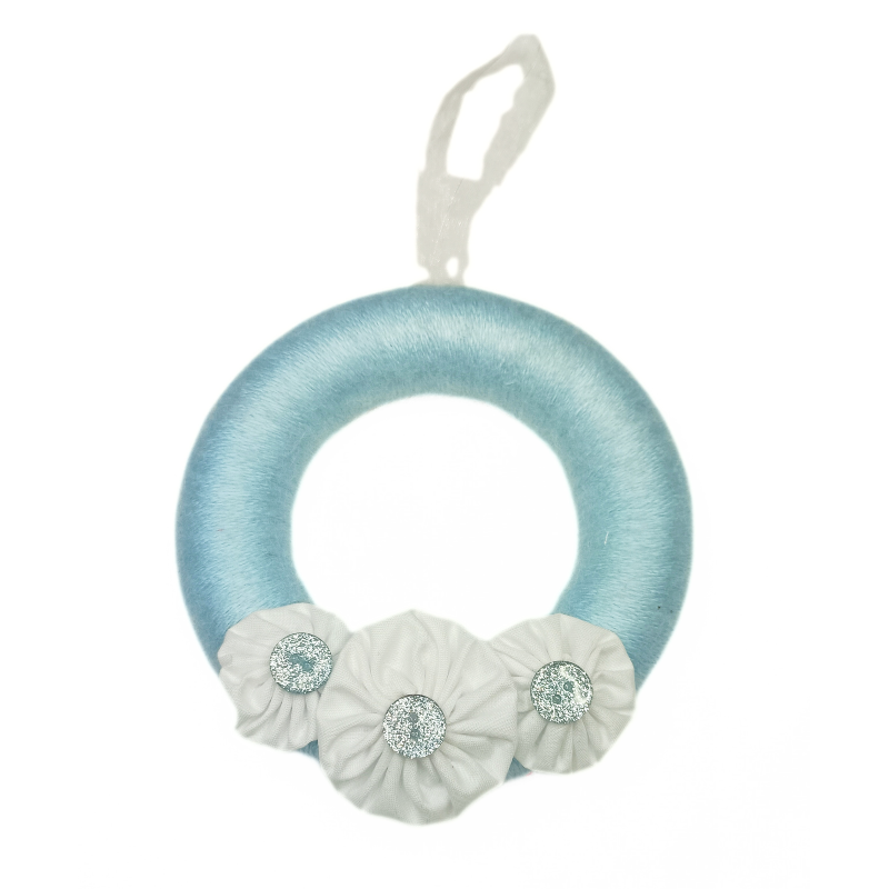 12cm Wool Wreath - Blue Ice