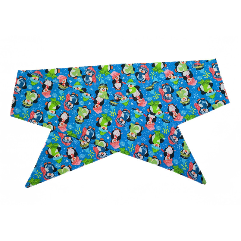 Christmas Blue Cute Penguins Self Tie Headband