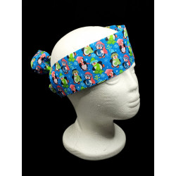 Christmas Blue Cute Penguins Self Tie Headband