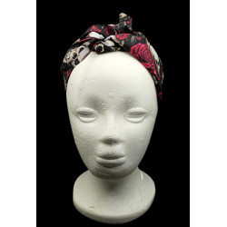 Gothic Skulls & Cerise Roses Self Tie Headband