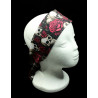 Gothic Skulls & Cerise Roses Self Tie Headband