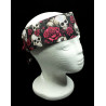 Gothic Skulls & Cerise Roses Self Tie Headband