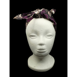 Gothic Skulls & Purple Roses Self Tie Headband