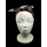 Gothic Skulls & Purple Roses Self Tie Headband