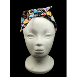 Black Pastel Hearts Self Tie Headband