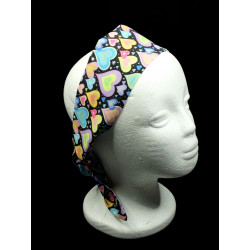 Black Pastel Hearts Self Tie Headband