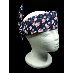 Navy & Pink Blossom Self Tie Headband