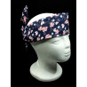 Navy & Pink Blossom Self Tie Headband