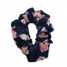 Navy & Pink Blossom Mini Scrunchie