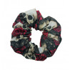 Gothic Skulls & Cerise Roses Scrunchie