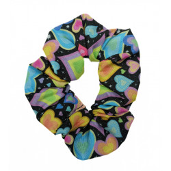 Black Pastel Hearts Scrunchie