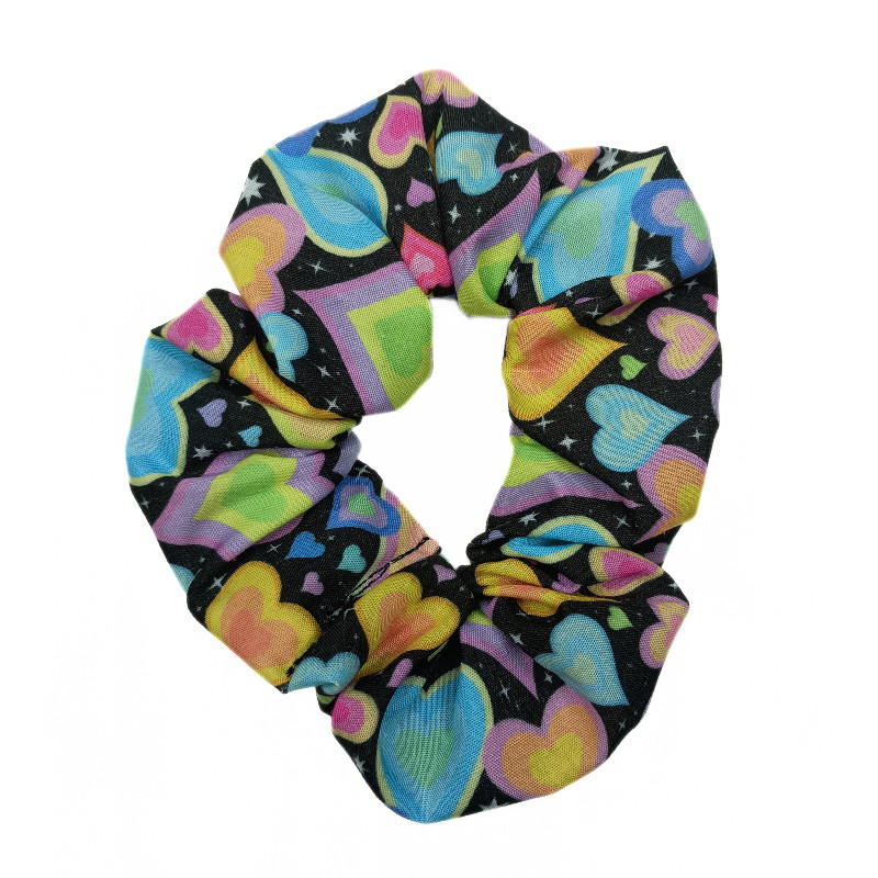 Black Pastel Hearts Scrunchie
