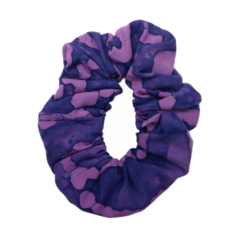 Purple Scroll Batik Mini Scrunchie