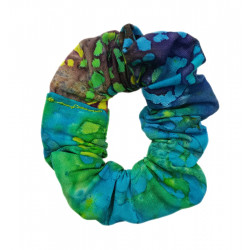 Rainbow Blossom Batik Mini Scrunchie