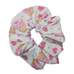 Pink Cupcakes & Hearts Mega Scrunchie