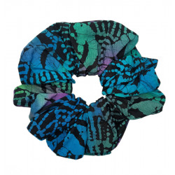 Blue, Green & Purple Sunburst Batik Mega Scrunchie
