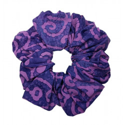 Purple Scroll Batik Mega Scrunchie