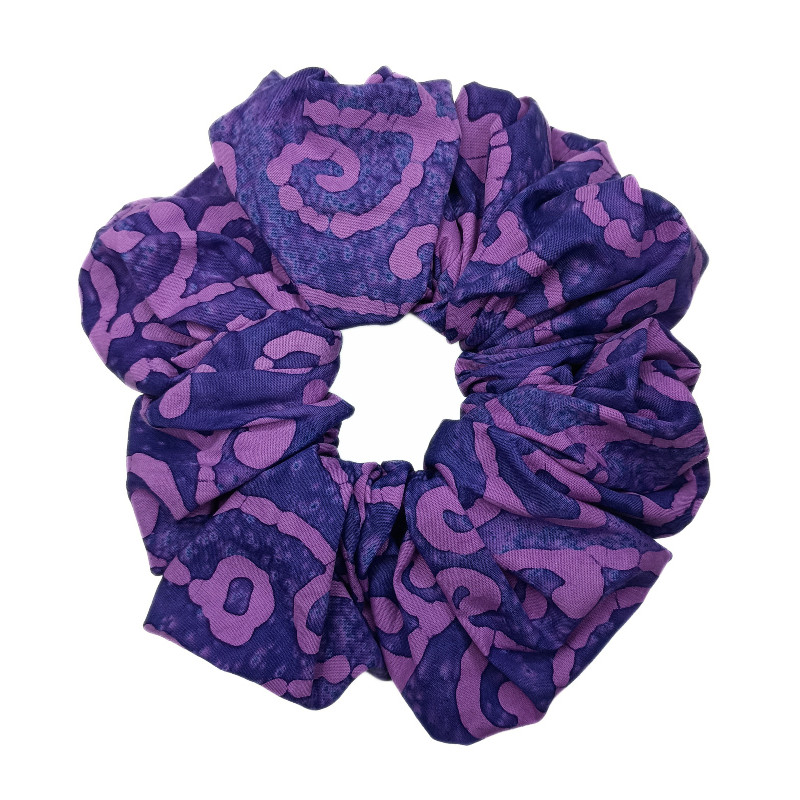 Purple Scroll Batik Mega Scrunchie