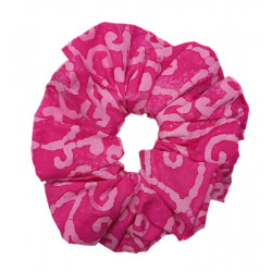 Pink Scroll Batik Mega Scrunchie