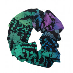 Blue, Green & Purple Sunburst Batik Scrunchie