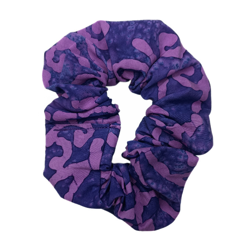 Purple Scroll Batik Scrunchie