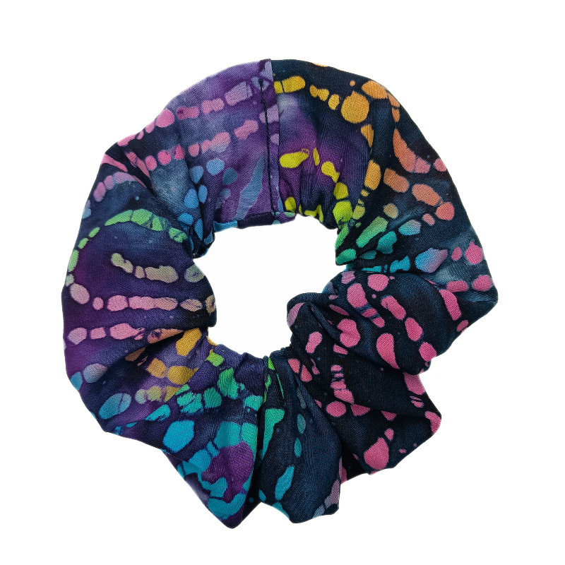Rainbow Spiral Batik Scrunchie