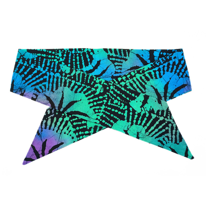 Blue, Green & Purple Sunburst Batik Self Tie Headband