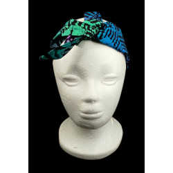 Blue, Green & Purple Sunburst Batik Self Tie Headband