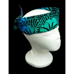 Blue, Green & Purple Sunburst Batik Self Tie Headband