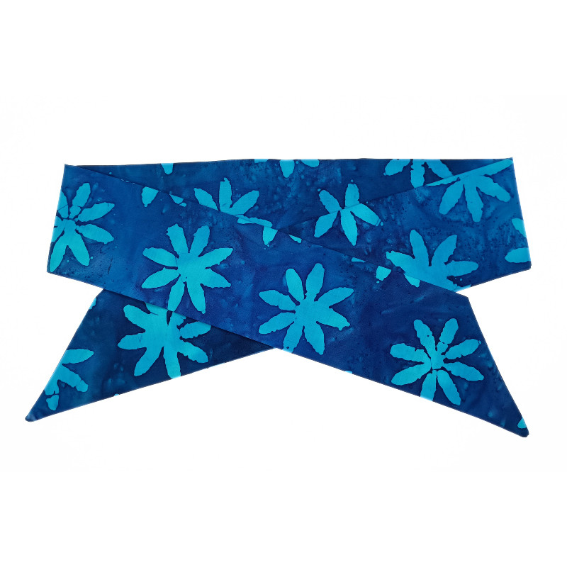 Blue Daisy Batik Self Tie Headband