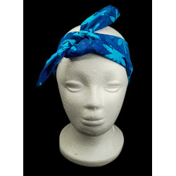 Blue Daisy Batik Self Tie Headband