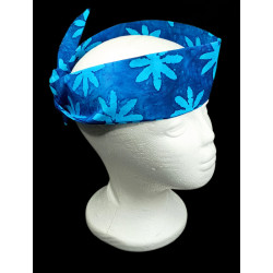 Blue Daisy Batik Self Tie Headband