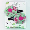 Green & Pink Tea Party Hair Clips