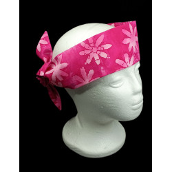 Pink Daisy Batik Self Tie Headband