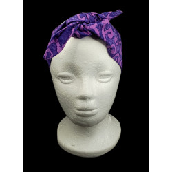 Purple Scroll Batik Self Tie Headband