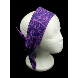 Purple Scroll Batik Self Tie Headband