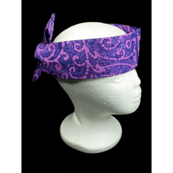 Purple Scroll Batik Self Tie Headband