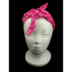 PInk Scroll Batik Self Tie Headband