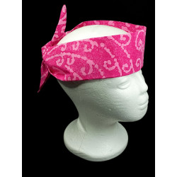 PInk Scroll Batik Self Tie Headband