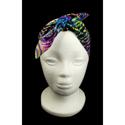 Rainbow Spiral Batik Self Tie Headband
