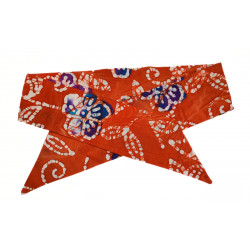 Orange & Blue Flower Batik Self Tie Headband