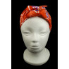 Orange & Blue Flower Batik Self Tie Headband
