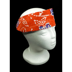 Orange & Blue Flower Batik Self Tie Headband