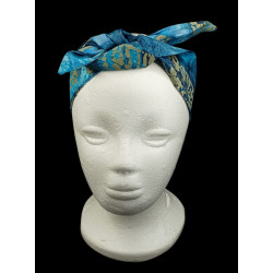 Blue Butterfly Batik Self Tie Headband