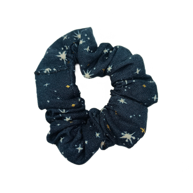 Black Shimmer Stars Mini Scrunchie